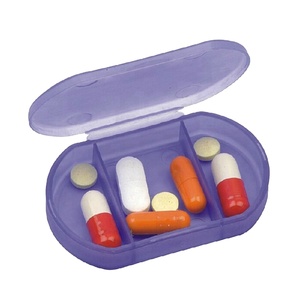 Custom Branding Promotion Give Away Gift Food Grade PP Plastic Pill Box Small Pocket Size 3 Compartments Daily Pill Box