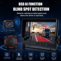 Moniteur DVR 4 canaux avec écran IPS 10,1 pouces, détection IA BSD intégrée, alarme de zone aveugle pour personnes et véhicules avec haut-parleur d'alarme sonore et lumineux