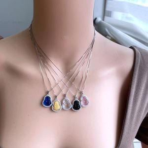 Mini collier en <span class=keywords><strong>argent</strong></span> sterling, prix bas, haute qualité, pendentif bouddha, mini collier en cristal, jade - Product Image 6