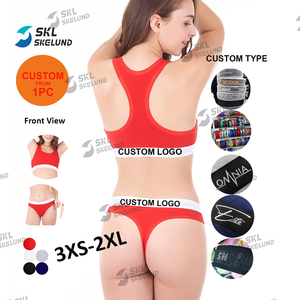 Set Personalizzato di Reggiseno Sportivo e <span class=keywords><strong>Perizoma</strong></span>, Design Semplice, Basso MOQ, <span class=keywords><strong>Fascia</strong></span> in Vita, Set Sportivo Europeo Due Pezzi, Set Mutandine e <span class=keywords><strong>Perizoma</strong></span> da Donna - Product Image 1