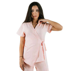 Ensemble de blouses médicales Yilong style enveloppant, col en V, taille ajustable, uniforme professionnel élégant pour infirmières - Product Image 6