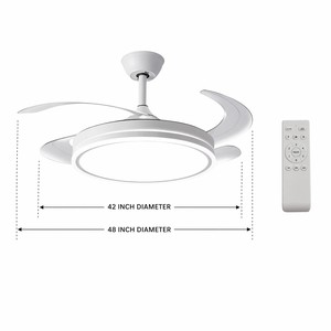 42-inch invisible retractable <b>ceiling</b> fan with <b>lights</b>, smart 3-color <b>dimmable</b> <b>ceiling</b> fan with <b>light</b> ventilation system, etc. - Product Image 4