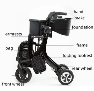 Multifunzione elettrico Rollator Walker sedia a rotelle con sedile anziano con carrello della spesa per una facile mobilità e raccolta di generi alimentari