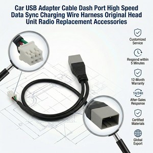Автомобильный USB-адаптер-кабель для приборной панели: высокоскоростная синхронизация данных и зарядка, проводка для замены оригинального головного устройства/радио - Product Image 3