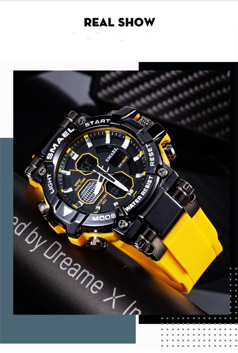 Watches men original brand SMAEL 8027 luxury mens watches quartz digital plastic men's sport watch