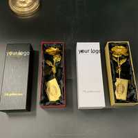 QSLH Ti311 Kotak Hadiah Bunga Mawar Berlapis Emas 24k Gaya Baru untuk Hari Ibu, Hari Valentine, Pernikahan, Hadiah untuk Pacar