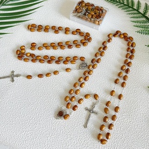 12 Pezzi Rosario Artigianale Unisex in Legno d'Ulivo con Perle di Terreno Sacro e Reliquie, Catene con Motivo Vegetale, Cristianesimo, Gerusalemme - Product Image 5