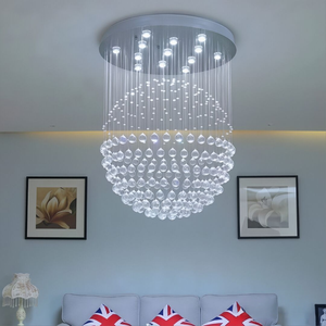 Lampadario Moderno di Lusso <span class=keywords><strong>a</strong></span> <span class=keywords><strong>Sfera</strong></span> Singola in Cristallo K9, Illuminazione LED Dimmerabile <span class=keywords><strong>a</strong></span> 3 Colori in Acciaio Inossidabile per Soggiorno di Villa - Product Image 2