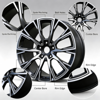 Rines de Acero Forjado de 19/20 Pulgadas, 5*120 PCD, Negro Brillante, Diseño en V, Compatibles con BMW Serie 3/4/5/6/7 y X3/X4/X5/X6/X7