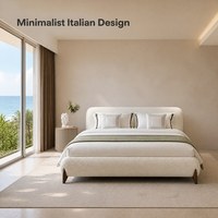 Lit Double Confortable en Tissu, Style Italien Moderne et Minimaliste, Personnalisé, Prix Usine, Idéal pour Villa, Mariage, Hôtel