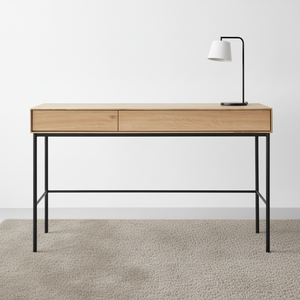 Living Room Furniture Power Coated Steel White <strong>Oak</strong> Wooden <strong>Top</strong> Modern Console Table Office <strong>Desk</strong> with Storage Eco-Friendly - Product Image 1