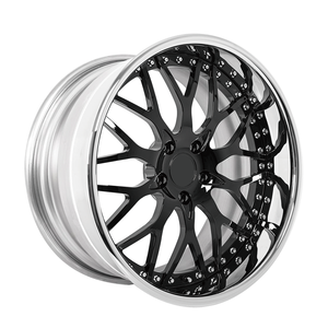 Jantes de voiture en alliage d'aluminium forgé, finition grise brossée avec lèvre chromée, 18 19 20 21 22 23 24 pouces, pour <span class=keywords><strong>Ferrari</strong></span> Audi BMW Mercedes - Product Image 1