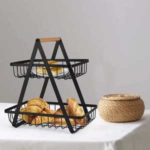 Estante de almacenamiento de Metal desmontable de 2 niveles, cesta de frutas, mango, cafetería, tienda, pan, soporte de exhibición de alimentos, cestas de almacenamiento de verduras de cocina - Product Image 4