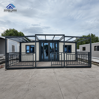 Maison préfabriquée extensible à double aile pour projets de villas, avec aménagement de chambre, salon et salle de bain, maison conteneur