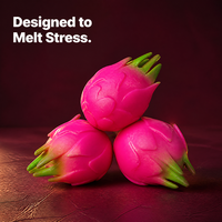 Lot de 4 balles anti-stress souple Dragon Fruit ultra-douces à écailles réalistes rose et vert, personnalisables OEM ODM pour décoration de bureau