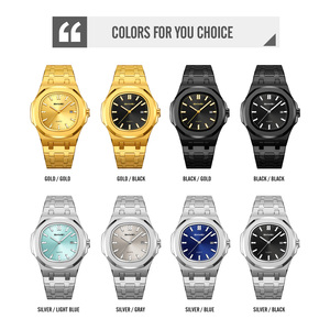 Montre chronographe ronde pour homme, montre-bracelet de luxe en acier inoxydable, montre à quartz étanche 30M - Product Image 3