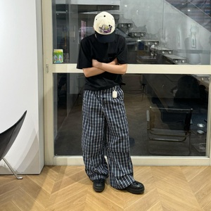 <span class=keywords><strong>Pantalon</strong></span> décontracté ample à <span class=keywords><strong>carreaux</strong></span> pour <span class=keywords><strong>homme</strong></span>, taille basse, respirant et polyvalent, personnalisable OEM - Product Image 1