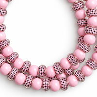 Câble de charge USB Type C 4 en 1 à motif écossais rose avec perles, cordon de transfert de données, accessoire de mode