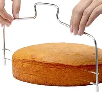 AA567เครื่องมือเค้กสแตนเลสDIY,เครื่องมืออบเค้กเส้นคู่ปรับได้เครื่องตัดขนมปังเค้กมีดตัดสายมีดสบู่