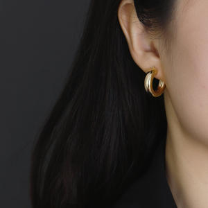 Vintage 925 ayar gümüş basit kadınlar C şekli Hoop küpe takı kadın doğum günü hediyeleri - Product Image 3