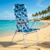 Chaise de plage moderne réglable et grande, avec design pliable rembourré, structure en acier, capacité de 120 kg, pour jeux en plein air et détente