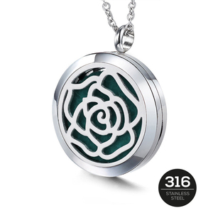 Rose Essential Oil Diffuser Pendant | Rose Gold PVD Plated Stainless Steel Aromatherapy <b>Locket</b> Necklace | Aroma Diffuser Jewelry - Product Image 1