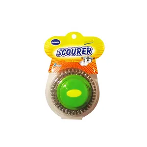 Kitchen Use 2pcs Packed Galvanized Mesh Scourer with Handle