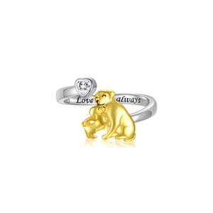 Anillo de plata de ley S925 para mamá, joyería de animales para madre, hija, Nana, mujeres, oso Polar, Panda, conejito, pingüino, anillos ajustables - Product Image 6