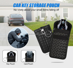Pochette antivol <span class=keywords><strong>RFID</strong></span> en cuir de Fiber de carbone au Design moderne, étui de blocage des signaux de clé de <span class=keywords><strong>voiture</strong></span> Faraday - Product Image 2