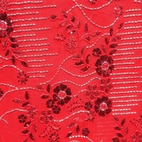 Tissu en dentelle brodée de perles de rocaille tricotées à la française, 100 % polyester, avec perles et sequins africains lourds, pour robe de mariée et de soirée