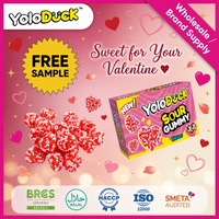 Halal zure hartvormige gummy snoepjes, zacht, kauwbaar, fruitig, gemengd, novelty bulk snoep, OEM voor distributeurs, Valentijnscadeau YOLODUCK