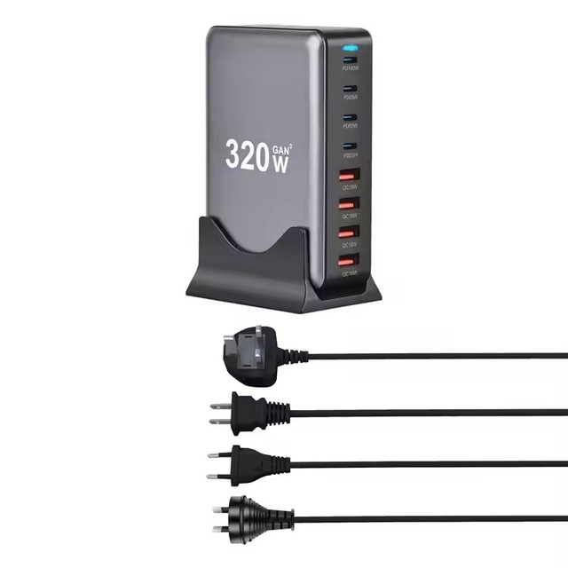 320W 400W 450W GaN Charger 8 Ports Type C 4C 4A USB Desktop Charger Multiport Super Fast Charging Station for Phone US/EU/UK/AU
