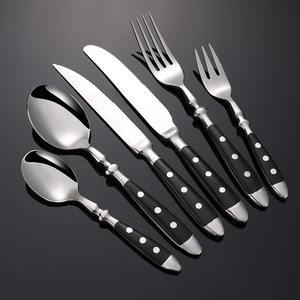 Set di Posate in Acciaio Inossidabile con Design a Rivetti, Set di Posate Moderne con Manico in Bachelite Lucidato a Specchio per Casa, Feste e Ristoranti - Product Image 1