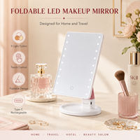 Miroir de maquillage LED à double alimentation USB et piles, avec grossissement 10X, écran tactile, miroir cosmétique