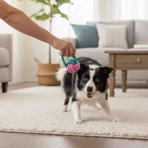 Giocattolo per Animali Domestici Yommy in Corda Intrecciata, Multicolore, Cotone, 23 Cm, Gioco Interattivo per Cani - Product Image 3