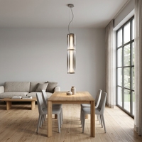 Luminaire suspendu moderne à double cylindre en acrylique avec LED, gris fumé, pour escalier, villa, hôtel, éclairage de projet