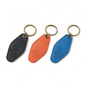 Custom Embossed Logo Silk Screen Printed PU Leather Durable Coin Holder Hotel Room Keychain with Metal <b>Hook</b> - Product Image 2