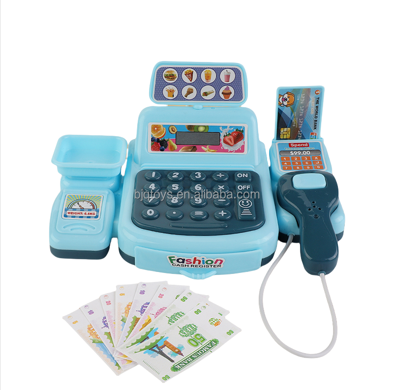 BJQ Kids Pretend Play Cash Register Toy Set Plastic Toy with Light & Sound Effects for Child's Play