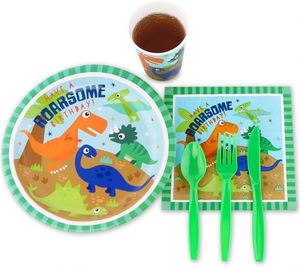 144 Artículos para Fiesta de Cumpleaños de Dinosaurios para 24 Personas con Platos, Servilletas, Vasos y Cubiertos de Papel - Product Image 2