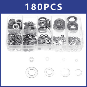 Arandelas planas Shengjing M2 a M10 de acero DIN93 Grado A, 180 piezas para ensamblaje mecánico - Product Image 3