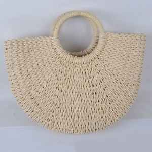 Mini sac en paille tressée brodé, sacs de plage d'été grands à porter à l'épaule, sac à main Cristiane Stampa Donna - Product Image 4