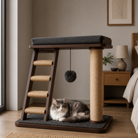 Meuble pour chat en bois de luxe, arbre à chat, tour d'escalade, maison, griffoir, étagère, lit pour chat avec coussin