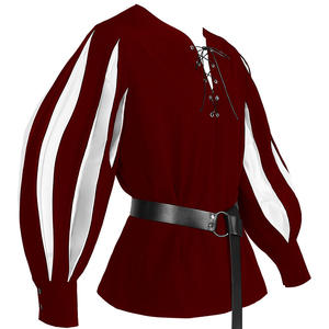 Costume médiéval pour homme, chemise tunique de guerrier Landsknecht, <span class=keywords><strong>pirate</strong></span> de GN allemand, hauts à lacets d'Halloween pour adulte, tenue Renaissance - Product Image 1