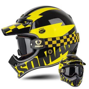 Casque de motocross rétro en fibre de carbone, toutes saisons, unisexe, pour la conduite hors route en montagne - Product Image 3