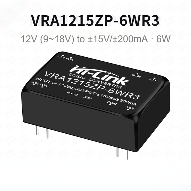 VRA1215ZP-6WR3 6W Isolated DC DC Converter 12V Input ±15V Dual Output 1500VDC DIP Power Module For Instrument Medical Equipment