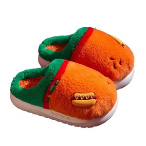 Automne hiver Hamburger en peluche maison dessin animé bout fermé confortable léger doux PVC doublure résistant chaud pied pantoufle - Product Image 3
