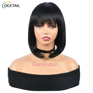 Kanekalon fibra sintetica bob parrucca con frangetta prezzo di promozione della fabbrica parrucca sintetica in magazzino