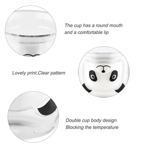 Taza de Panda bonita de alta calidad, 9oz de cristal de taza de café, taza de cristal de doble pared, taza de cristal Latte con asa, taza de leche - Product Image 5