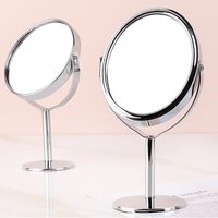 Miroir de maquillage portable double face en métal 1X 2X grossissant, miroir de table sur pied