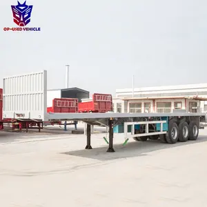 2023 Nhà Máy Giá ba trục 3/4 trục 60T phẳng 20ft container Trailer